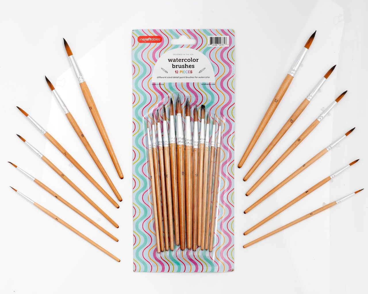 Incraftables Watercolor Paint Brushes Set (12 pcs). Round Art Paint Brushes for Watercolor Painting. Detail Water Color Paint Brushes for Adults, Professional Artists & Kids for Acrylic & Oil Painting